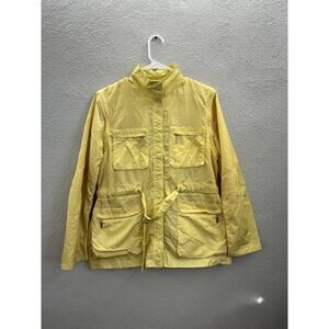 Tommy Hilfiger Womens Windbreaker Size Large Yellow Zip Up VTGRemovable Sleeves